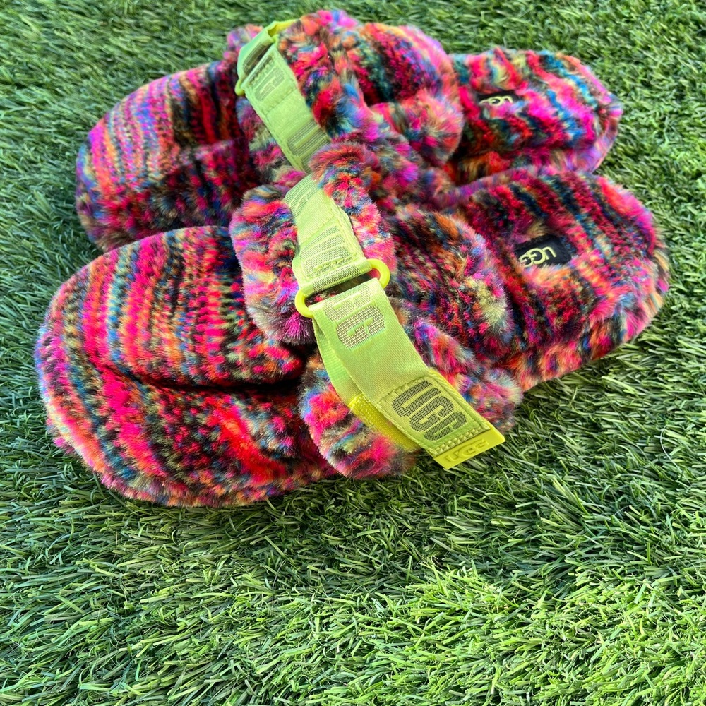 UGG Women's Vibrant Multicolor Fluffy Slippers